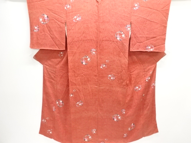 JAPANESE KIMONO / ANTIQUE TAISHO ROMANTIC MON KINSHA BRANCH PLUM CIRCL